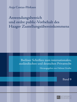 cover image of Anwendungsbereich und ordre public-Vorbehalt des Haager Zustellungsübereinkommens